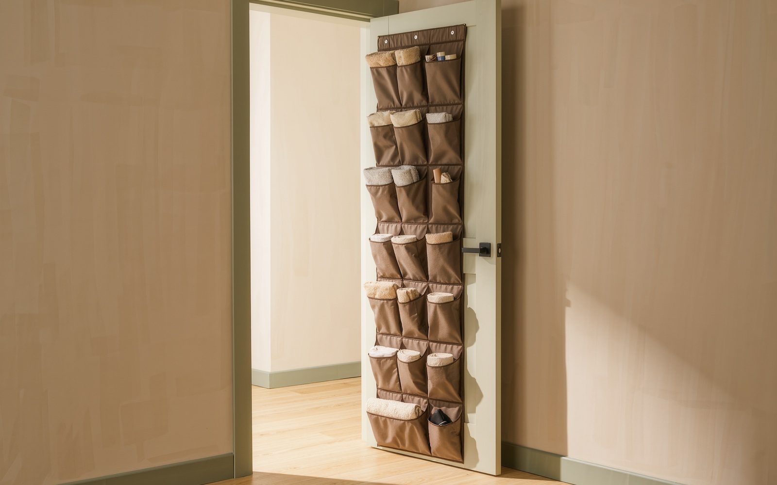 AI-generated generic editorial visual: Store bulky lightweight items vertically