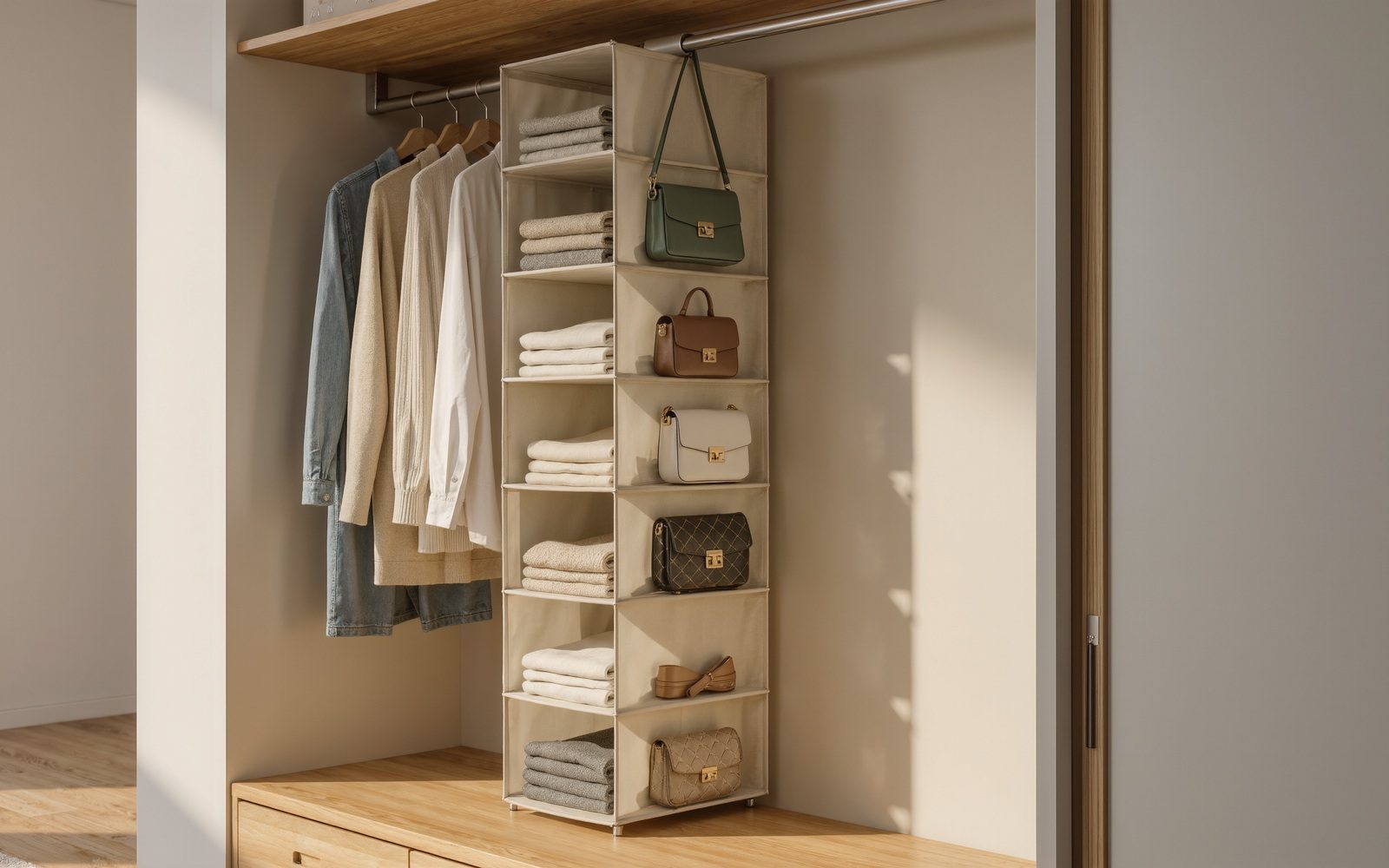 AI-generated generic editorial visual: Use the space below the wardrobe rail