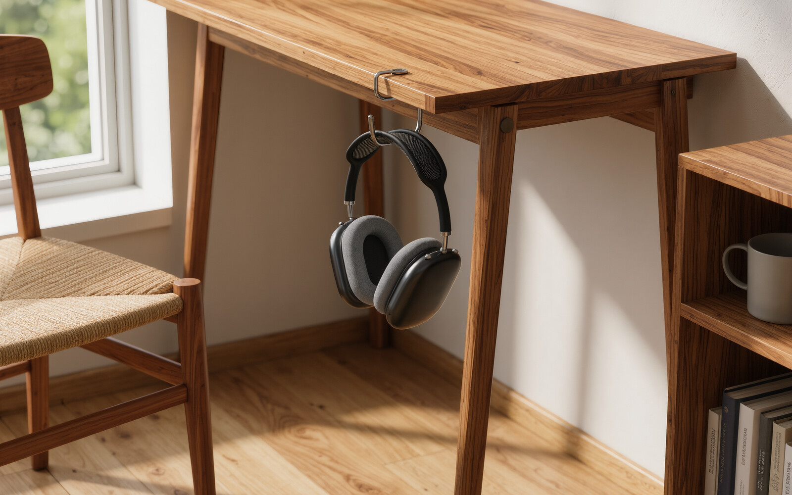 illustrative visual: Under-desk headphone hanger